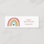 レインボーかわいらしピンクネイビーマスタードボホベビーシッター スキニー名刺 (正面)