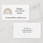 レインボーかわいらしピンクブルーボホベビーシッター広場 名刺 (正面/裏面)