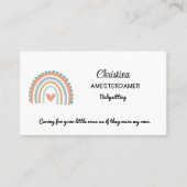 レインボーかわいらしピンクブルーボホベビーシッター広場 名刺 (正面)