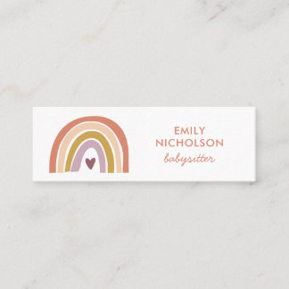 レインボーかわいらしピーチラベンダーボホベビーシッター スキニー名刺