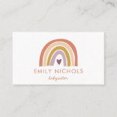 レインボーかわいらしピーチラベンダーボホベビーシッター 名刺 (正面)