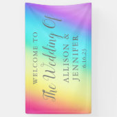 レインボーかわいらしフェードカスタムウェディングウェルカム 横断幕 (縦)
