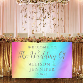 レインボーかわいらしフェードカスタムウェディングウェルカム 横断幕