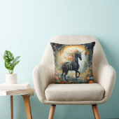 レインボーかわいらしブラックユニコーン装飾用クッションfor Her クッション (椅子)