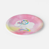 レインボーかわいらしヘアユニコーン ペーパープレート (アングル)