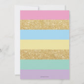 レインボーかわいらしユニコーン誕生日パーティーガール 招待状 (裏面)