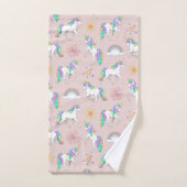 レインボーかわいらしユニコーン バスタオルセット (ハンドタオル)