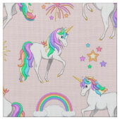 レインボーかわいらしユニコーン ファブリック (クローズアップ)