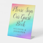 レインボーかわいらし結婚ズ・グラディエント・ゲストブック 台座サイン (正面)