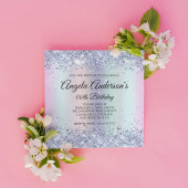 レインボーきらめくホログリッターレオパード誕生日 招待状