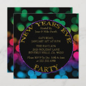 レインボーきらめくライトグリッターニューイヤーイブパーティー 招待状 (正面/裏面)