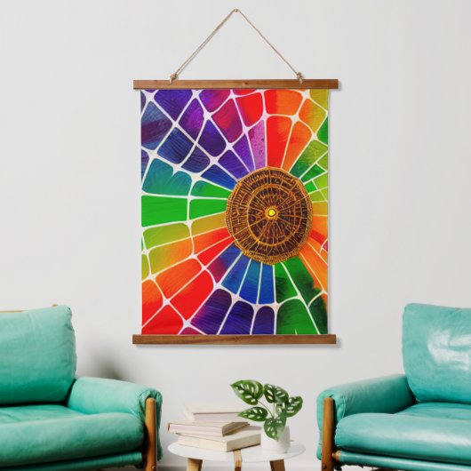 レインボーくもの巣 吊り下げ型タペストリー (リビング)