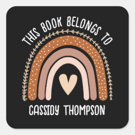 レインボーこの本はキッズ蔵書票 スクエアシール