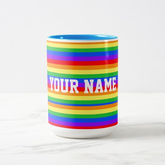 レインボーすごい名前をカスタムする ツートーンマグカップ (中央)