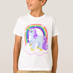レインボーでかわいい魔法のユニコーン(カスタマイズ可能) Tシャツ