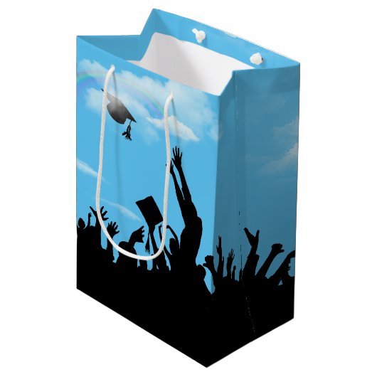 レインボーで卒業シルエット ミディアムペーパーバッグ (正面アングル)