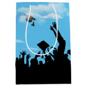 レインボーで卒業シルエット ミディアムペーパーバッグ (正面)