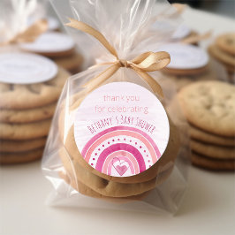 レインボーとウォーターの色ピンクありがとう ラウンドシール