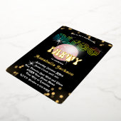 レインボーとゴールドがブラックに輝くファンキーなディスコパーティー 箔招待状 (回転した状態)