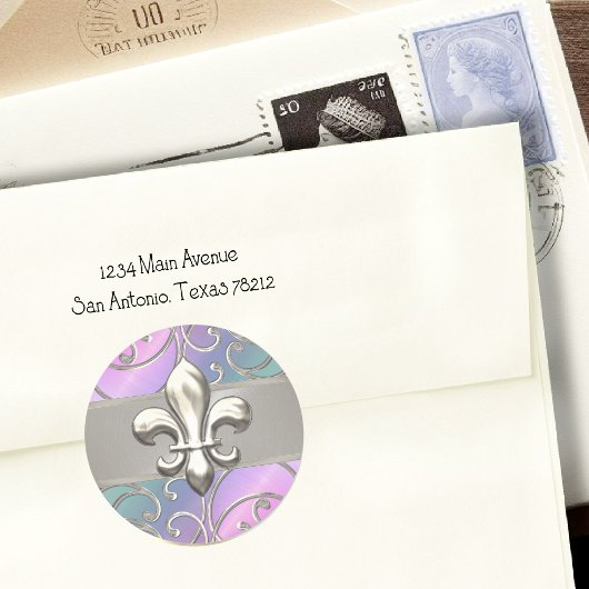 レインボーとシルバーのフィリグリーの渦巻き（紋章の）フラ・ダ・リ ラウンドシール