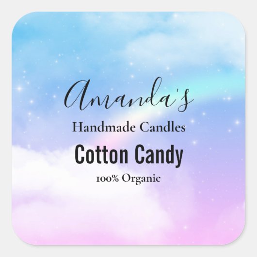 レインボーとドリーミーパステルクラウド スクエアシール (正面)