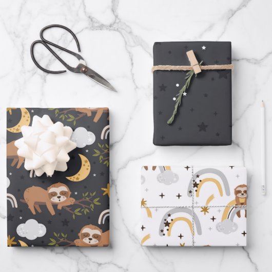 レインボーとナマズのパターン ラッピングペーパーシート (正面)