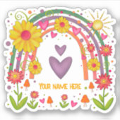 レインボーとハートがインスピリシティステッカーを切り取る シール (正面)