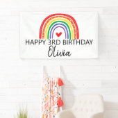 レインボーとハートの誕生日パーティバナー 横断幕 (インサイチュ)