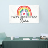 レインボーとハートの誕生日パーティバナー 横断幕 (トレードショー)