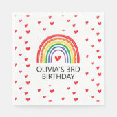 レインボーとハートバースデーパーティナプキン スタンダードランチョンナプキン (正面)