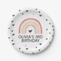 レインボーとハートバースデーパーティープレート