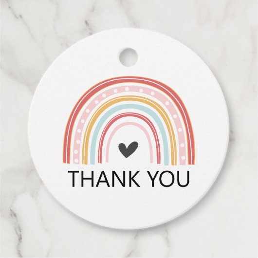 レインボーとハート誕生日サンキューメッセージカード フェイバータグ (正面)
