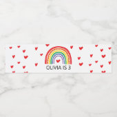 レインボーとハート誕生日パーティー水ラベル ペットボトルラベル (シングルラベル)
