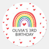 レインボーとハート誕生日招待状封筒用シール ラウンドシール (正面)