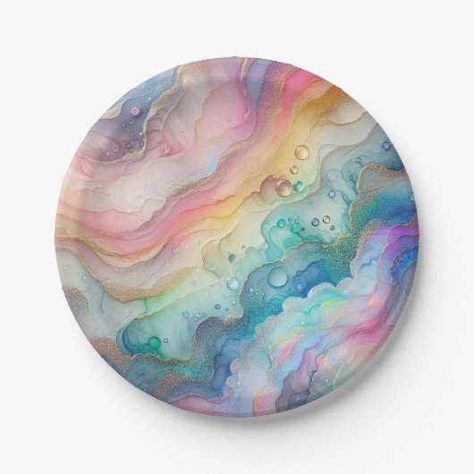 レインボーとバブル ペーパーパーティプレート＆ボウル ペーパープレート (正面)