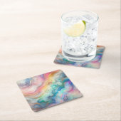レインボーとバブル ペーパー＆パーティプレート スクエアペーパーコースター (インサイチュ)