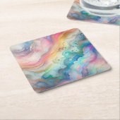 レインボーとバブル ペーパー＆パーティプレート スクエアペーパーコースター (アングル)