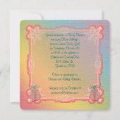 レインボーとバンニーズベビーガールシャワー 招待状 (正面)