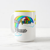 レインボーとパズル誇りを持った自閉症ママ ツートーンマグカップ (正面左)