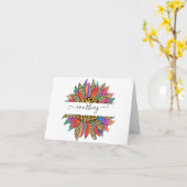 レインボーとヒョウのパーソナライズされた印刷ノートカード カード (黄色い花)