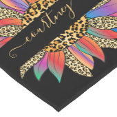 レインボーとヒョウのパーソナライズされた短編タブ ショートテーブルランナー (コーナー)