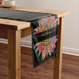 レインボーとヒョウのパーソナライズされた短編タブ ショートテーブルランナー