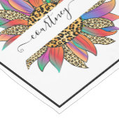 レインボーとヒョウのパーソナライズされた短編タブ ショートテーブルランナー (コーナー)