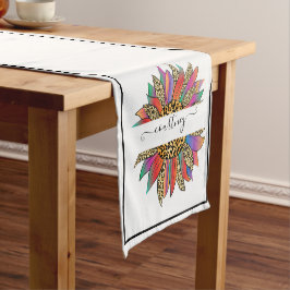 レインボーとヒョウのパーソナライズされた短編タブ ショートテーブルランナー