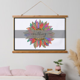 レインボーとヒョウのヒマワリパーソナライズされたハギン 吊り下げ型タペストリー