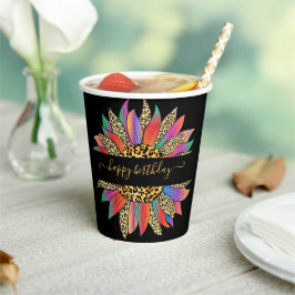 レインボーとヒョウのプリントパーソナライズされた紙カップ 紙コップ