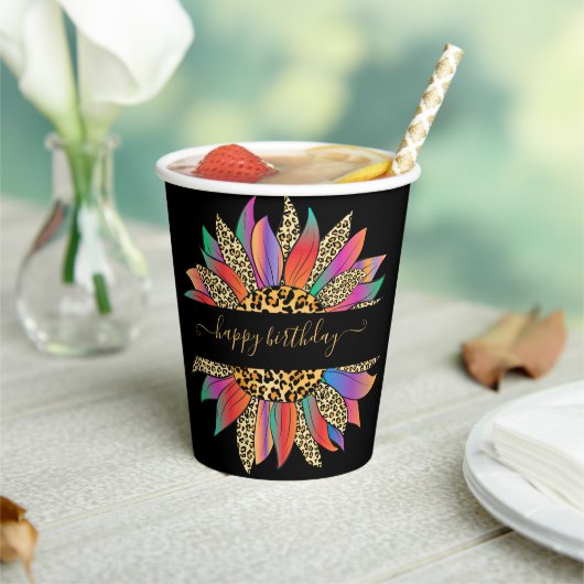 レインボーとヒョウのプリントパーソナライズされた紙カップ 紙コップ (インサイチュ)