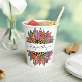 レインボーとヒョウのプリントパーソナライズされた紙カップ 紙コップ