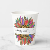 レインボーとヒョウのプリントパーソナライズされた紙カップ 紙コップ (正面)