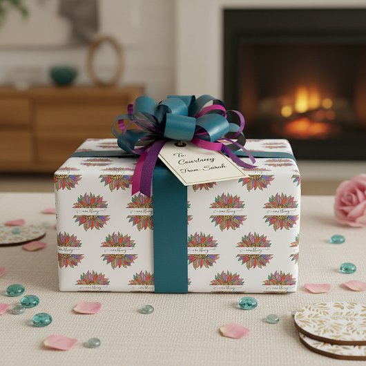 レインボーとヒョウのプリントラッパーソナライズされたプ ラッピングペーパー